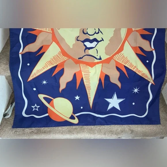 GROOVY, SUN, MOON & PLANETS. BOHO GARDEN FLAG. - Picture 4 of 8
